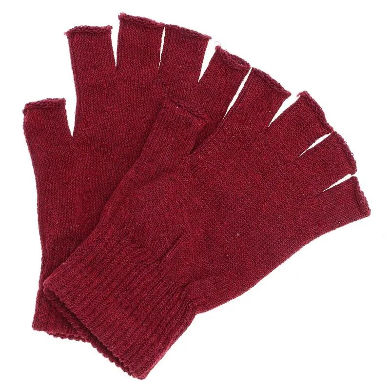 Gloves Fingerless Womens Basic Knit Black, Beige, Maroon, Grey – image 2