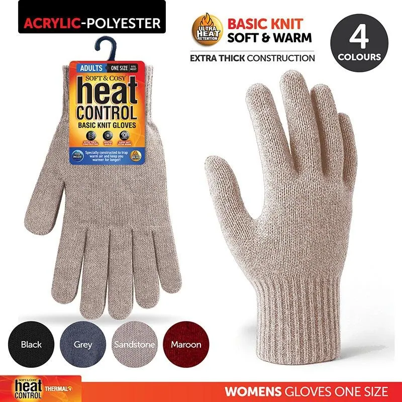 Gloves Womens Basic Knit Black, Beige, Maroon & Grey – image 4