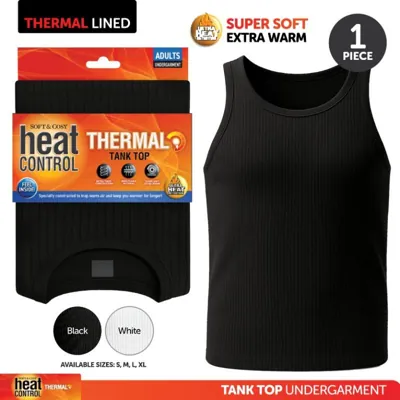 Apparel Top Adults Heat Control Tank Thermal Black & White 4 Sizes: S,m,l,xl