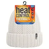 Beanie Womens Heat Control Thermal Lined Chunky Ribbed Knit Black, Grey & White – image 2