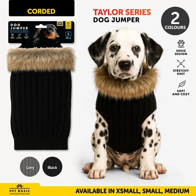 Dog Jumper Corded Design Taylor Series Grey/Black 25cm, 35cm & 45cm – image 4