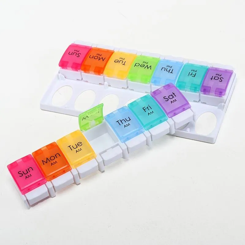 Pill Box Organiser Premium Double Row Am/pm with Removable Compartments - 7 Day/14 Slot – image 2