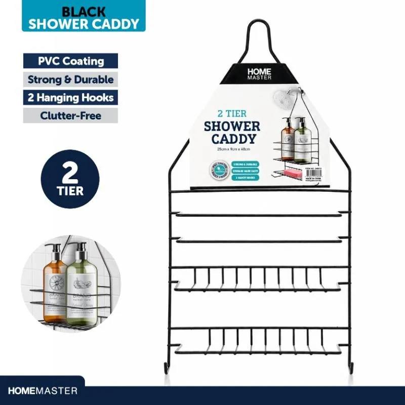 Shower Caddy - 2 Tier 25cm X 9cm X 48cm - Black – image 4