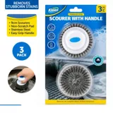 Stainless Steel Scourer with Handle 3pc Set Includes 2 X Scourers, 1 X Hand Tool - 18g Per/pc – image 4
