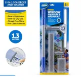 Squeegee Window Cleaning Set with Telescopic Extendable Handle Includes: 2 X Microfibre Pads 1 X Rubber Squeegee & 1 X Extendable Pole – image 4