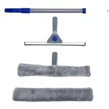 Squeegee Window Cleaning Set with Telescopic Extendable Handle Includes: 2 X Microfibre Pads 1 X Rubber Squeegee & 1 X Extendable Pole – image 2