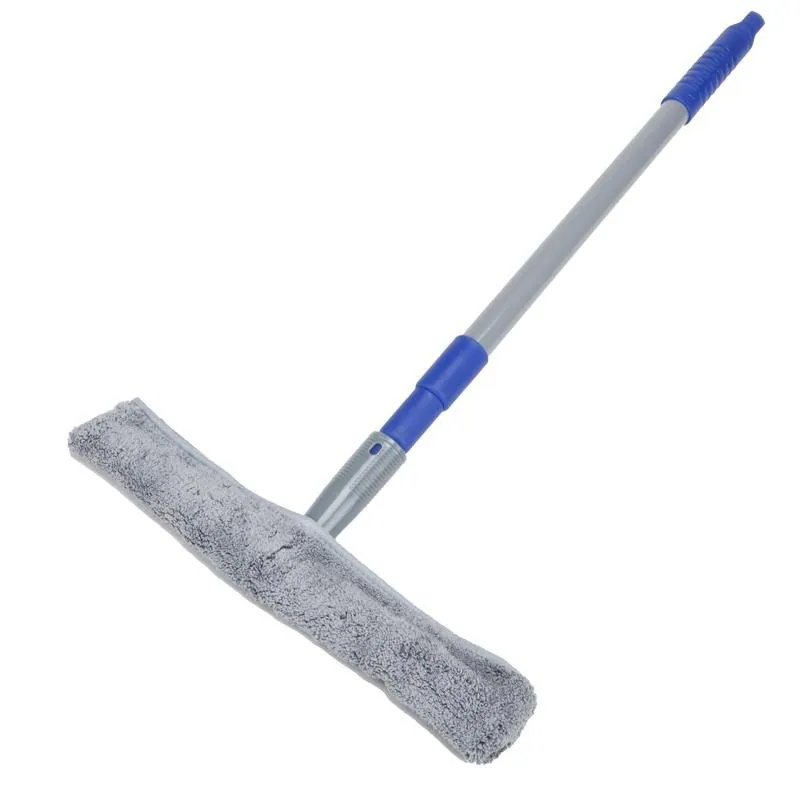 Squeegee Window Cleaning Set with Telescopic Extendable Handle Includes: 2 X Microfibre Pads 1 X Rubber Squeegee & 1 X Extendable Pole – image 3