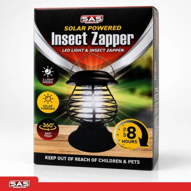 Solar Insect Zapper Portable 2in1 Function 13cm X 13cm X 17.5cm Black – image 3