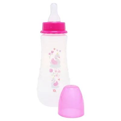 Baby Bottle Narrow Neck Side Grip 250ml 6mths+ Fast Flow Silicone Teat Pink & Blue Bpa Free