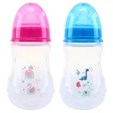 Baby Bottle Wide Neck Side Grip 280ml 6mths+ Fast Flow Silicone Teat Pink & Blue Bpa Free – image 2