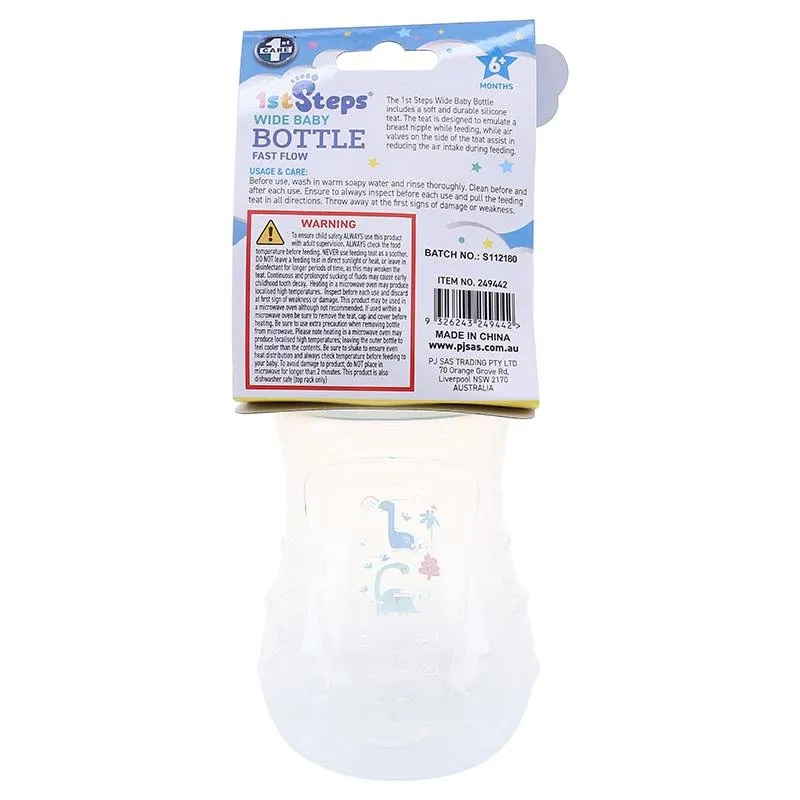 Baby Bottle Wide Neck Side Grip 280ml 6mths+ Fast Flow Silicone Teat Pink & Blue Bpa Free – image 3