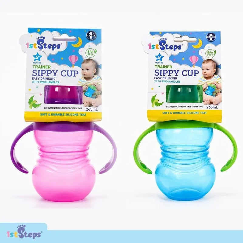Trainer Sippy Cup with Removable Handles 265ml 6mths+ Pink/Purple & Blue/Green Bpa Free – image 4