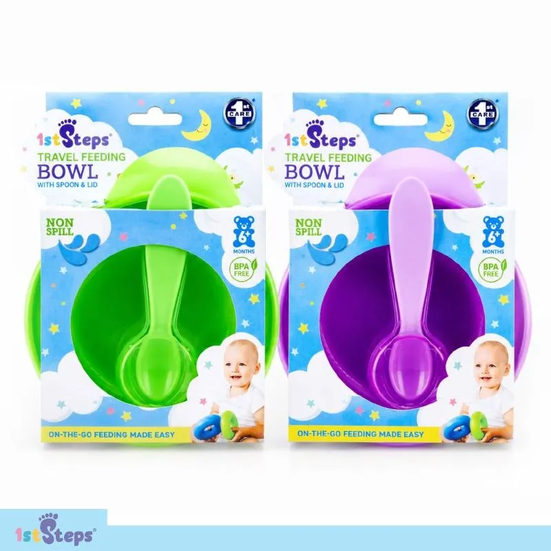 Bowl with Spoon & Travel Lid 13.5cm X 4.5cm Purple & Green Bpa Free – image 4
