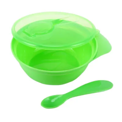 Bowl with Spoon & Travel Lid 13.5cm X 4.5cm Purple & Green Bpa Free