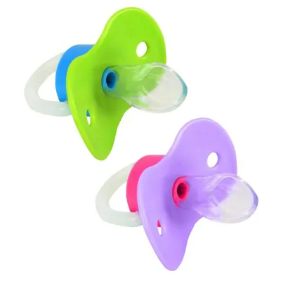 Pacifier Silicone Orthodontic Teat Glow in the Dark with Travel Steriliser Box 2pk 3-6mths & 6mths+ Pink & Blue Bpa Free