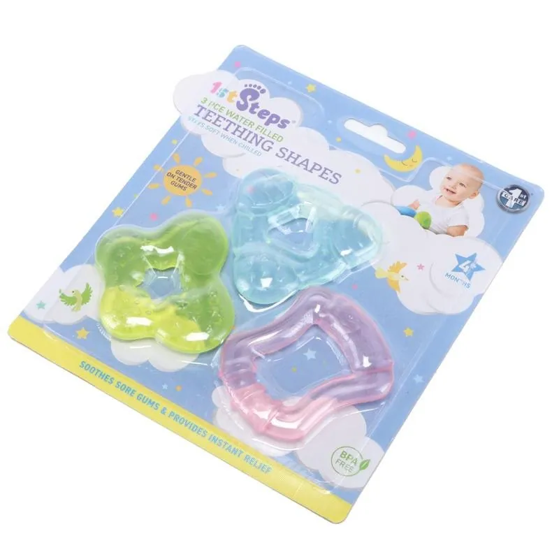 Teether Water Filled Shapes 3pk 4mths+ Blue Triangle - 7cm X 7cm, Red Rectangle - 6cm X 7cm & Green Cloud -6.5cm X 6cm Bpa Free – image 3