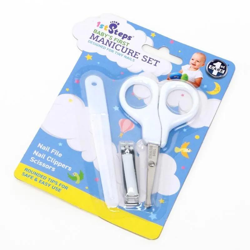 Baby Manicure Set 3pk White Includes: Nail File - 1cm X 10cm, Rounded Clippers - 1cm X 4cm & Round Tip Scissors - 5cm X 10cm – image 3