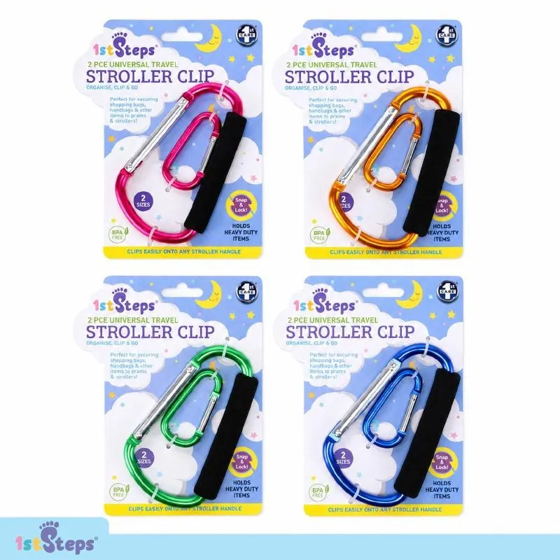 Snap & Lock Carabiner Universal 2pk 12cm & 5cm Blue, Pink, Green & Orange – image 4