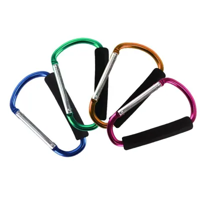 Snap & Lock Carabiner Universal 2pk 12cm & 5cm Blue, Pink, Green & Orange