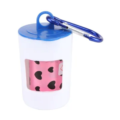 Nappy Bag Dispenser with Carabiner Hook 5pc Includes: 60 Non-Scented Bags (4xRolls - 15 Bags 13.5cm X 31cm)