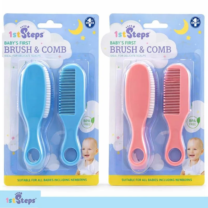 Baby Brush & Comb Set 2pc Pink & Blue – image 4