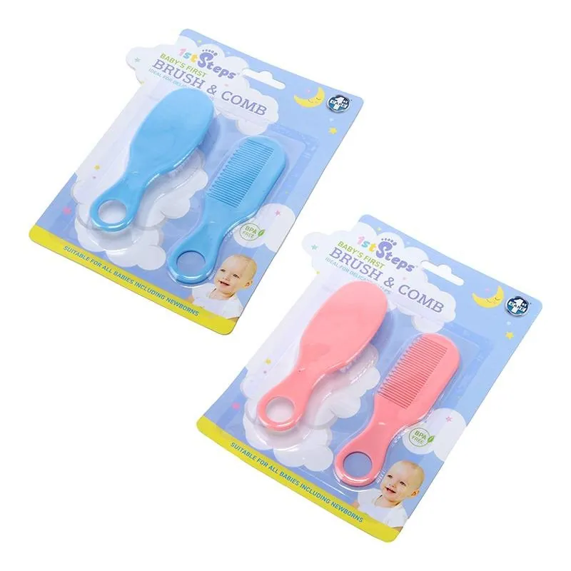 Baby Brush & Comb Set 2pc Pink & Blue – image 3