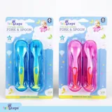Fork & Spoon with Suction Cup Base & Travel Box 3pc 13cm X 3cm 12mths+ Pink & Blue Bpa Free – image 4