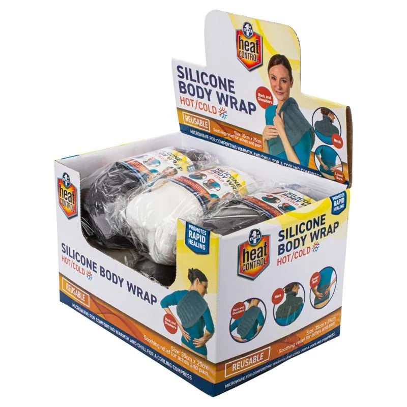 Hot or Cold Silicone Bead Body Wrap with Straps 35cm X 25cm Grey & Cream – image 3