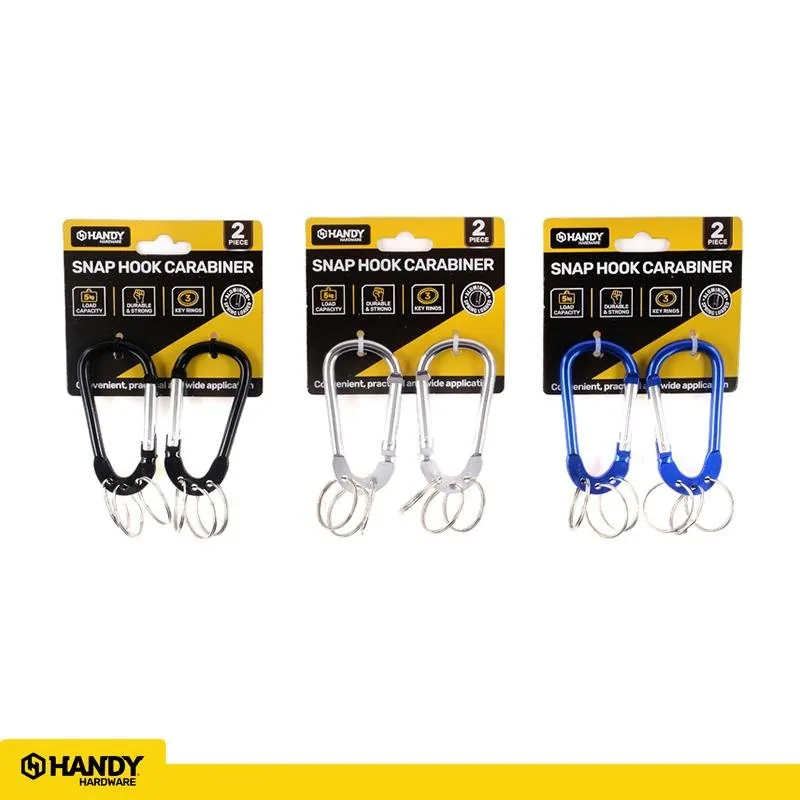 Carabiner Hook 2pc with 3 Keyrings 72mm X 5.6mm (Blue, Silver & Black) – image 4