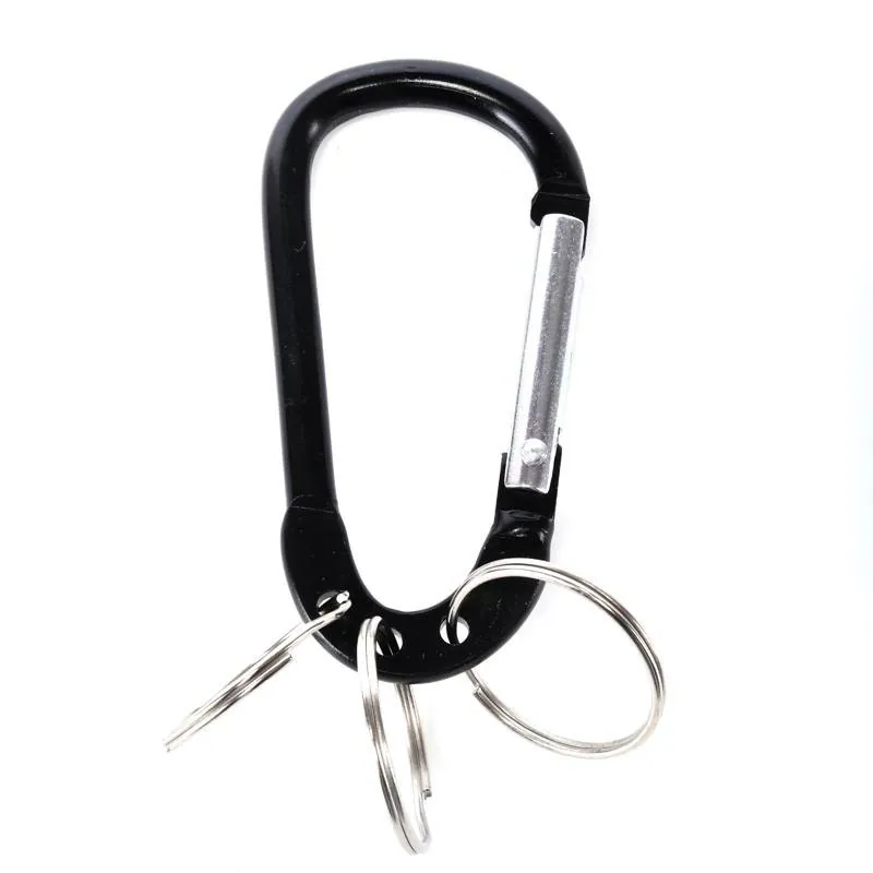 Carabiner Hook 2pc with 3 Keyrings 72mm X 5.6mm (Blue, Silver & Black) – image 2