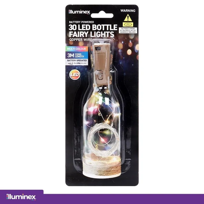 Fairy Lights Bottle Multi Colour 30 LED Battery Operated Copper Wire – image 4