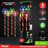 Christmas Stake Light Solar Candy Cane Snowflake 4pk 4LED 11.8cm X 10.4cm X 60cm 5m Total Length 1 Function Colour Changing – image 4