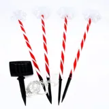 Christmas Stake Light Solar Candy Cane Snowflake 4pk 4LED 11.8cm X 10.4cm X 60cm 5m Total Length 1 Function Colour Changing – image 1