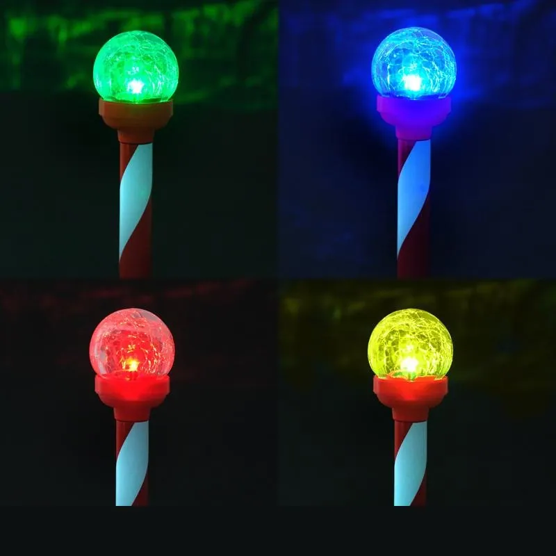Christmas Stake Light Solar Candy Cane Crackle Ball 1LED 7cm X 5.5cm X 34cm Multi Colour 1 Function Colour Changing – image 2