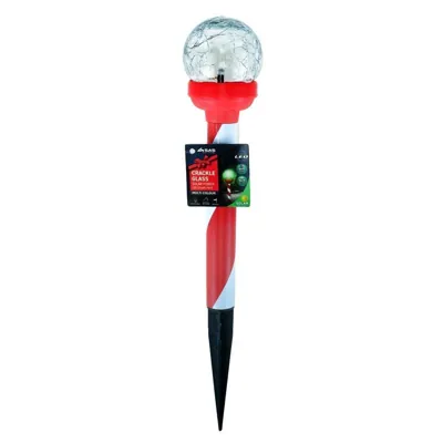 Christmas Stake Light Solar Candy Cane Crackle Ball 1LED 7cm X 5.5cm X 34cm Multi Colour 1 Function Colour Changing