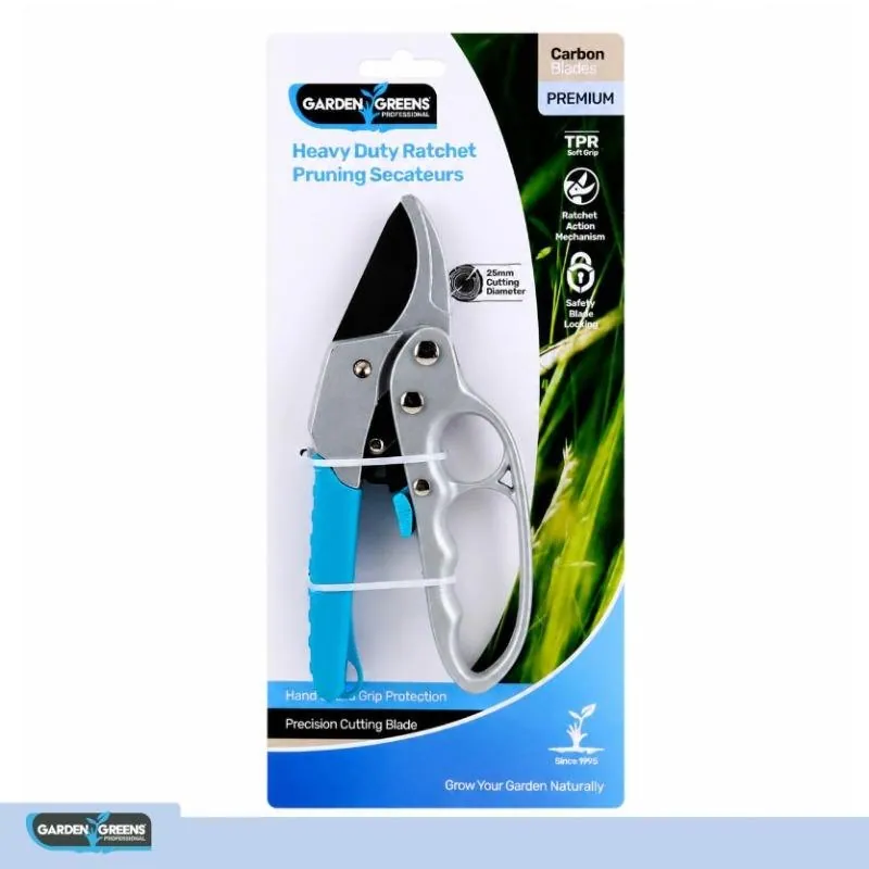 Premium Secateurs Ratchet Pruning 20cm X 8.5cm X 1.5cm Blue & Grey – image 4