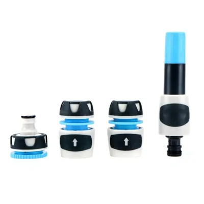 Premium Garden Hose Connector Set 4pc Includes: Adjustable Nozzle, Tap Adaptor & 2 X Connectors