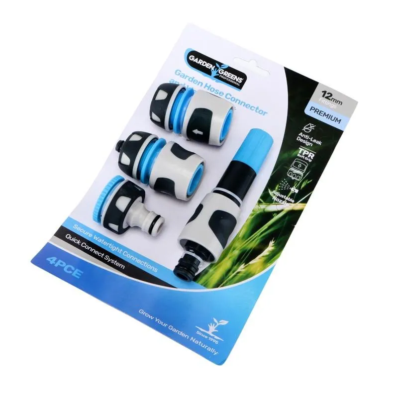 Premium Garden Hose Connector Set 4pc Includes: Adjustable Nozzle, Tap Adaptor & 2 X Connectors – image 3