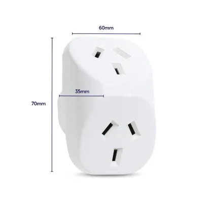Adapter Double (Triangular) White 240V 10A Max Load 2400W