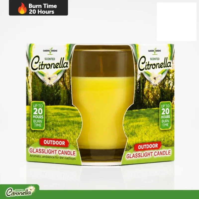 Citronella Candle in Glass Holder 1pc 6cm X 7.5cm 120g Yellow Wax Clear Glass Outdoor Use – image 4