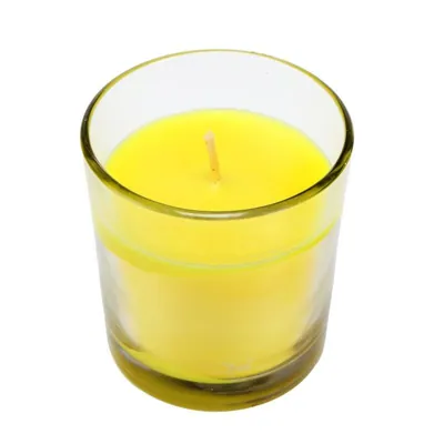 Citronella Candle in Glass Holder 1pc 6cm X 7.5cm 120g Yellow Wax Clear Glass Outdoor Use
