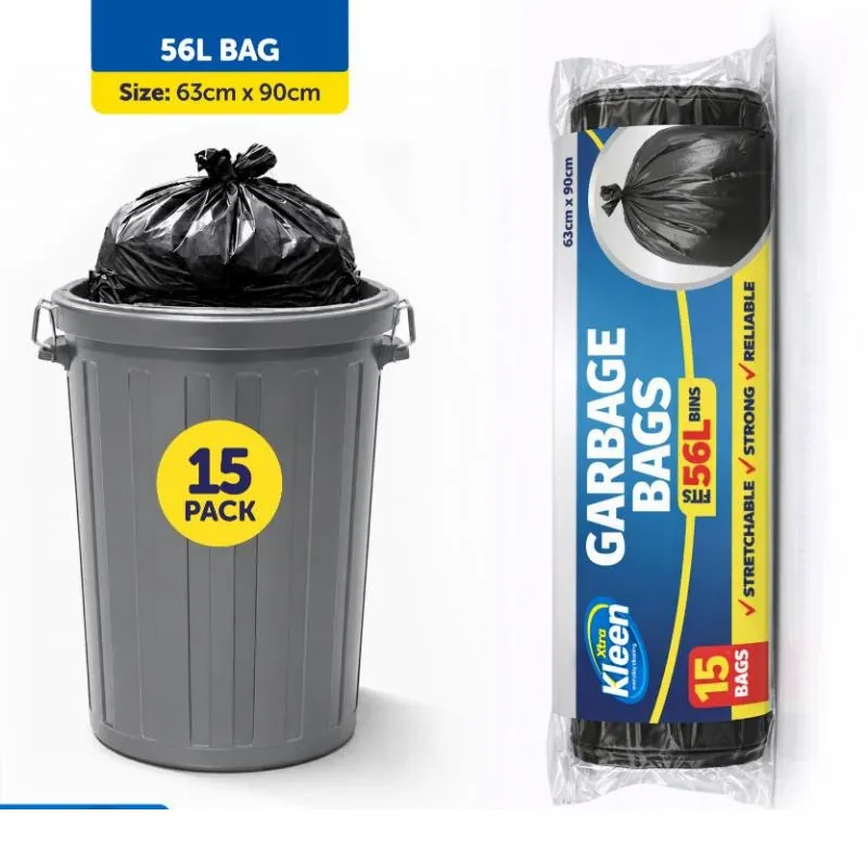 Garbage Bags Multi-Purpose 56l - 15pk - 63cm X 90cm - Black – image 3
