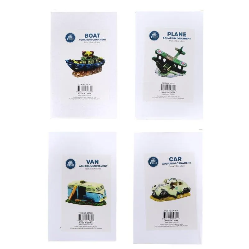 Fish Aquarium Novelty Ornament 4 Assorted Designs (Plane, Car, Van, Boat)- Sizes Vary – image 3