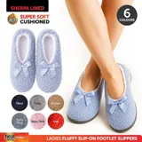 Slippers Womens Footlet Sherpa Lined Fluffy 6 Assorted Colours 2 Sizes: M,l – image 3