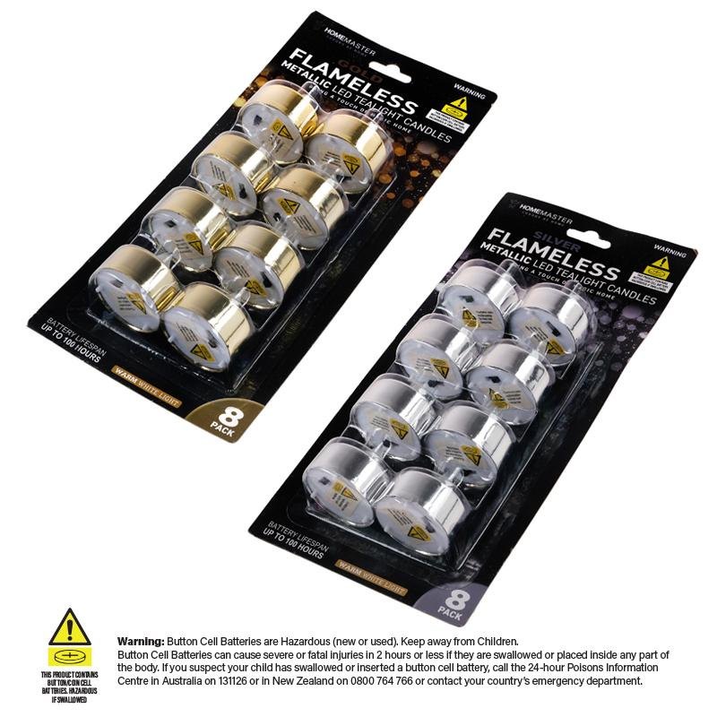 Metallic LED Tealight Candles, Gold or Silver (8 Pack) — photo 4 of 4