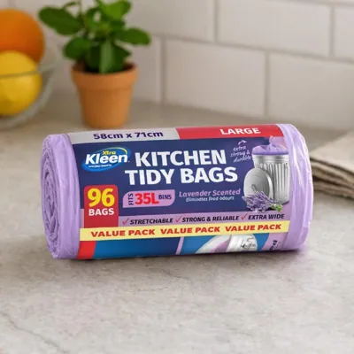 Garbage Bags Assorted Scents Kitchen Tidy 35l - 96pk - 58cm X 71cm - Lavender, Lemon, Lime