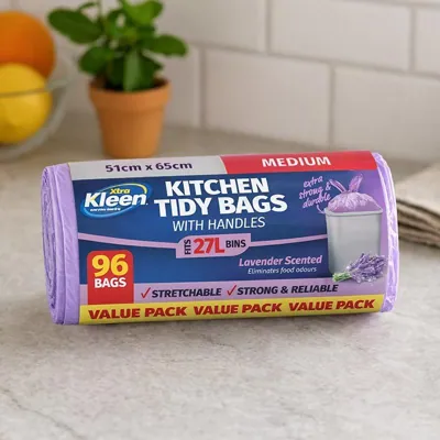 Garbage Bags Assorted Scents Kitchen Tidy with Handle Bulk 27l - 96pk - 51cm X 65cm - Lavender, Lemon, Lime