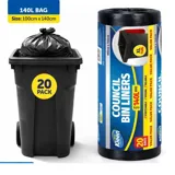 Garbage Bags XLarge Council Bin Liners 140l - 20pk - 100cm X 140cm - Black – image 3