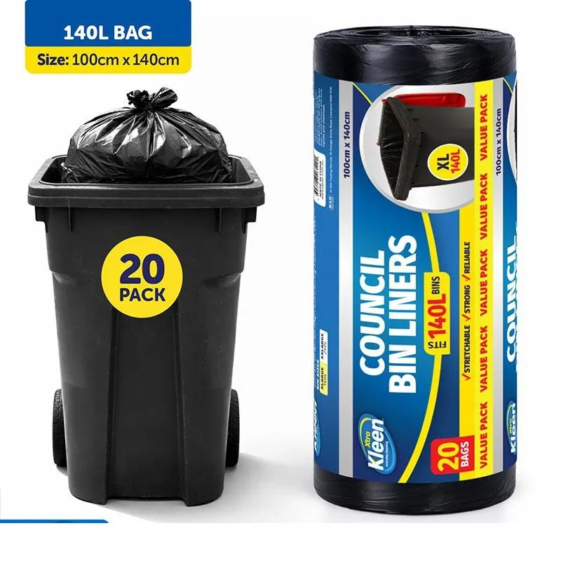 Garbage Bags XLarge Council Bin Liners 140l - 20pk - 100cm X 140cm - Black – image 3