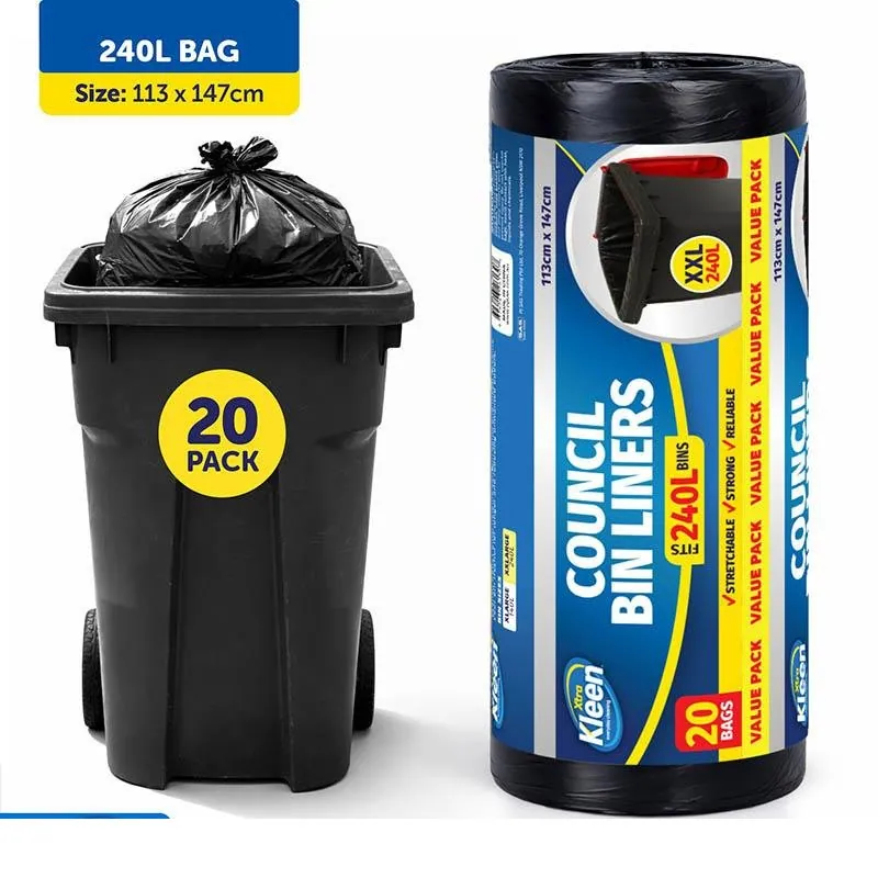Garbage Bags XXLarge Council Bin Liners 240l - 20pk - 113cm X 147cm - Black – image 3